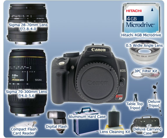 United States Canon Eos Digital Rebel Xt Camera PRO Kit With 3 PRO Lens