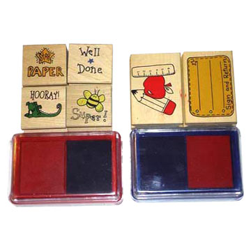 Wooden Stamps with Ink Pad