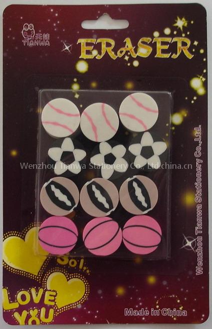 ball eraser with card