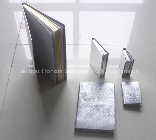 notebook with silver edge, gilded edge, silver foil