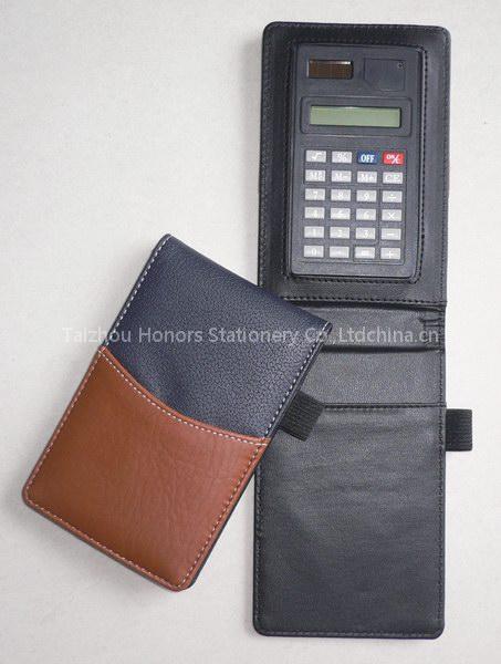 PVC notebook with calculator and notepad, pen loop