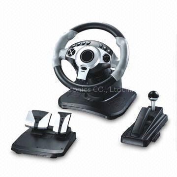 Steering Wheel for PS2/PS3 Game Consoles, with Adjustable Tilting Angle