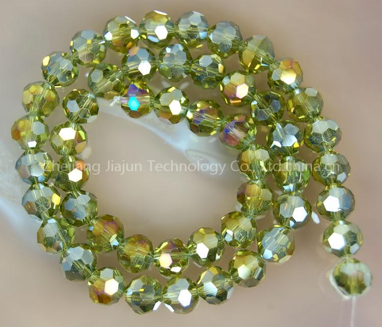 6mm Faceted Olive ABCrystal Round Bead