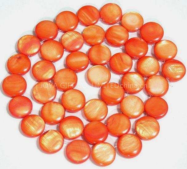 12mm ORANGE RED MOP SHELL COIN