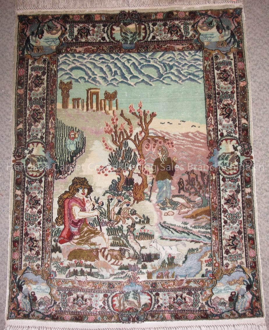 Beautiful handknotted pure silk tapestry