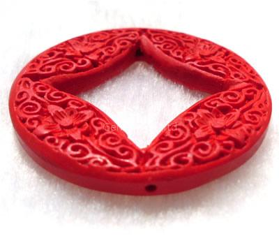 46×46×10mm red circle lacquerwork beads