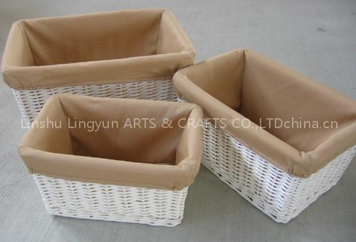 willow storage basket,set of 3,with the cloth lining