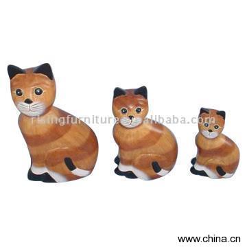 Wooden Carved Cats