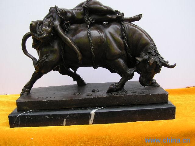 Bronze Bull and woman
