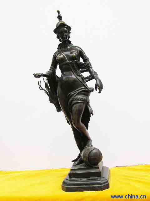 Bronze the woman take a deer head statue