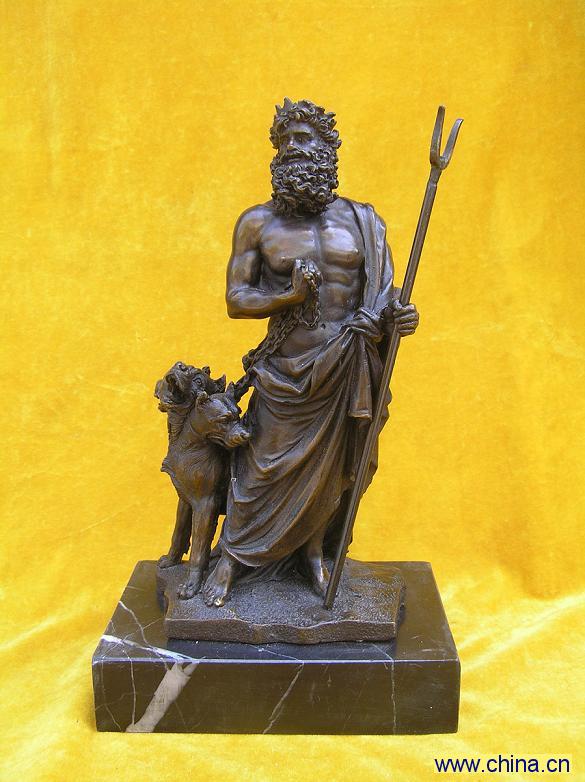 Bronze Zeus and dogs