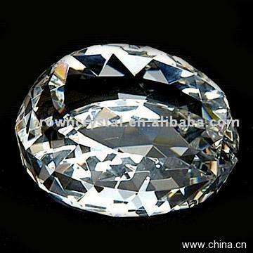 Crystal Diamond Cut Round Paperweight