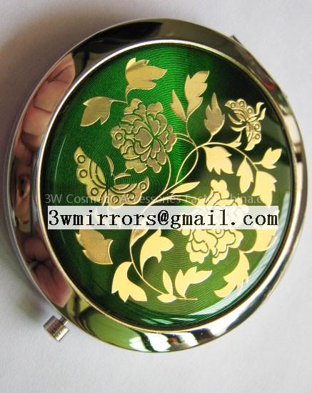 Golden Handle Cosmetic Mirror with Comb