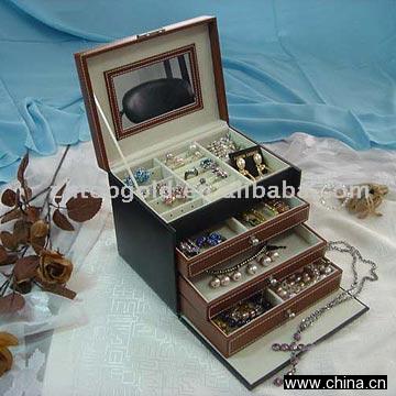 Black / Brown PU Handle Jewelry Box
