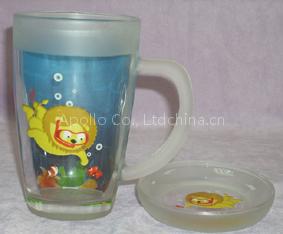 Glass Mug with Lid and Coaster