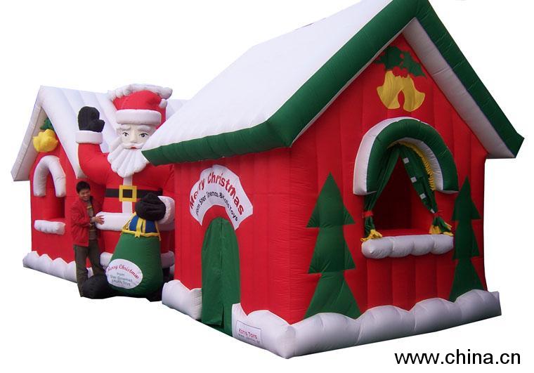Inflatable Satan Claus and Christmas House
