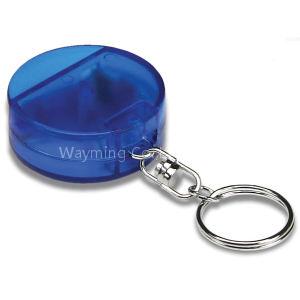 Promotional CD/DVD opener with plastic shell, metal blade and split ring. Closeout.