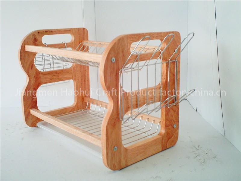 B shape wooden dish rack 01