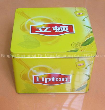 Tea tin box, tea tin can, metal box, tin can, square tin can
