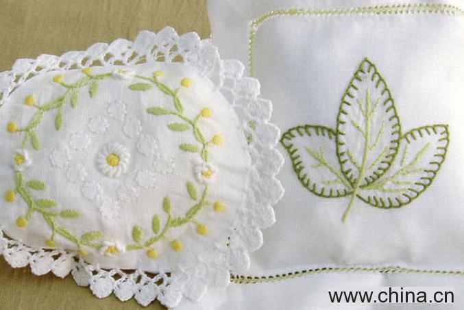 Lavender Bag with Handmade Hemstitch, Cutwork, Drawnwork and Artex