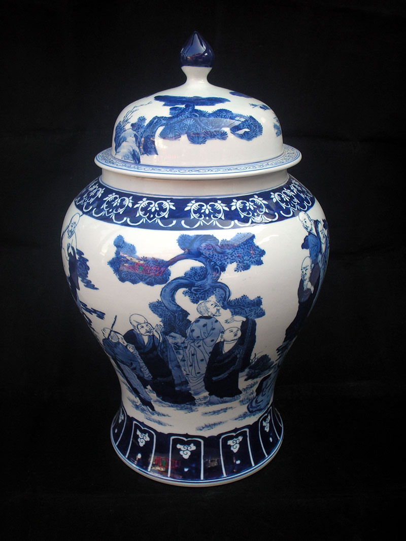 KX-M001, Antique blue and white porcelain jar, Jingdezhen classcal porcelain jar, Chinese traditional ceramic jar, Very fine!