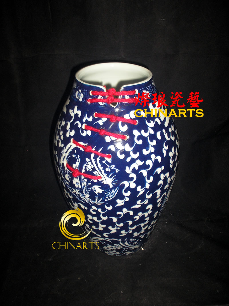 XD-QH-FS-P004, Jingdezhen fashion porcelain vase, Modern blue and white ceramic vase, Fine combined vase, Jingdezhen decoration vase