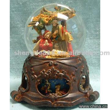 100mm Bottom Rotating & Musical Nativity Snow Globe