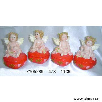 Poly-Resin Angel with Jewelry Box