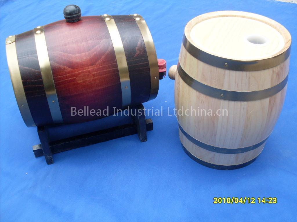 wooden barrels