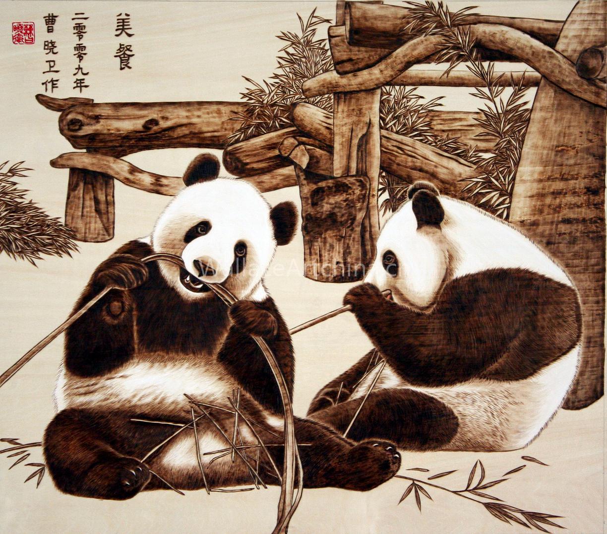Chinese painting and pyrography