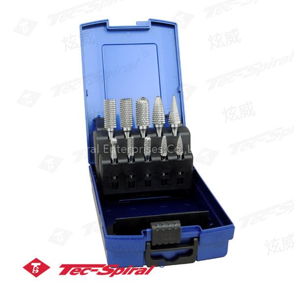 10pc Carbide Burr Set with Rose Plastic Box