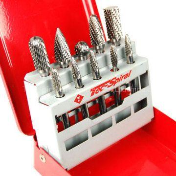 10pc Double Cut Burr Set in Iron Box