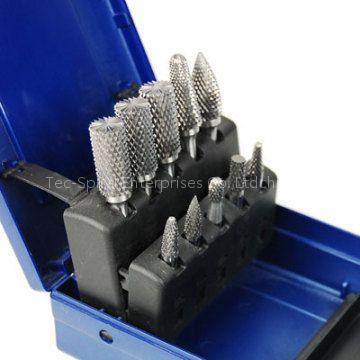 10pc Diamond Cut Burr Set in Plastic Box