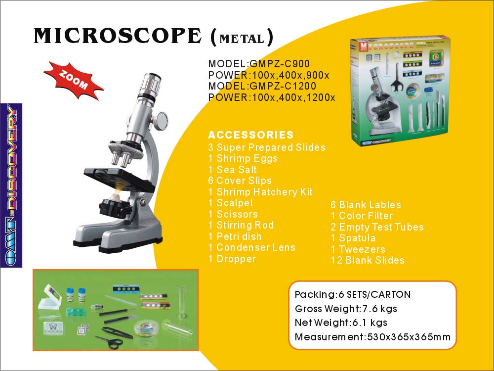 Metal Microscope, Optical Glass Lens, Zoom