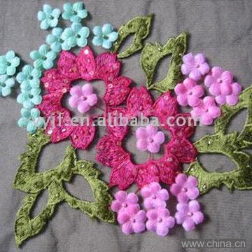 Crystal Tulle with Beads & Flowers Attached