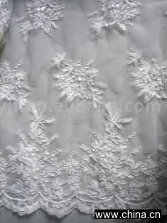 Jacquard Wedding Lace with Cord Embroidery