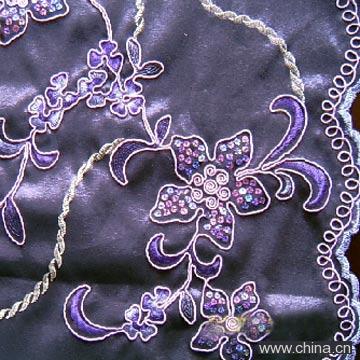 Stretch Satin with Embroidery