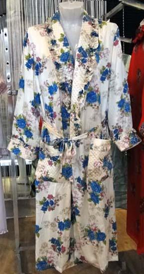 double layers silk satin women's robe
