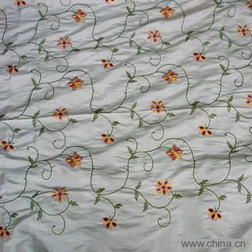 Flower Pattern Embroidered Taffeta