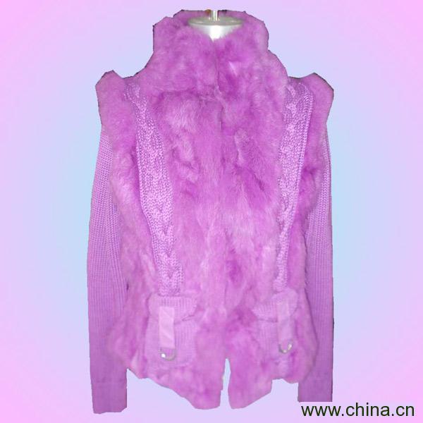 Ladies' Rabbit Fur Garment With Knitting