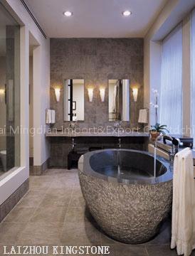 blue limestone bathtub