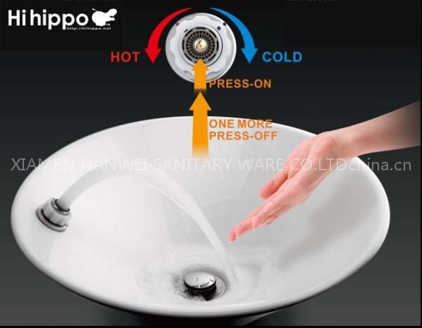 Ceramic Wash Basin with One Touch Tap