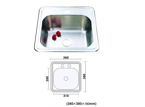 Single Bowl Kitchen Sink 380x380mm