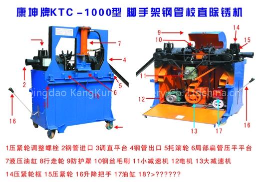 The steel pipe straightening and rust mevoving machine