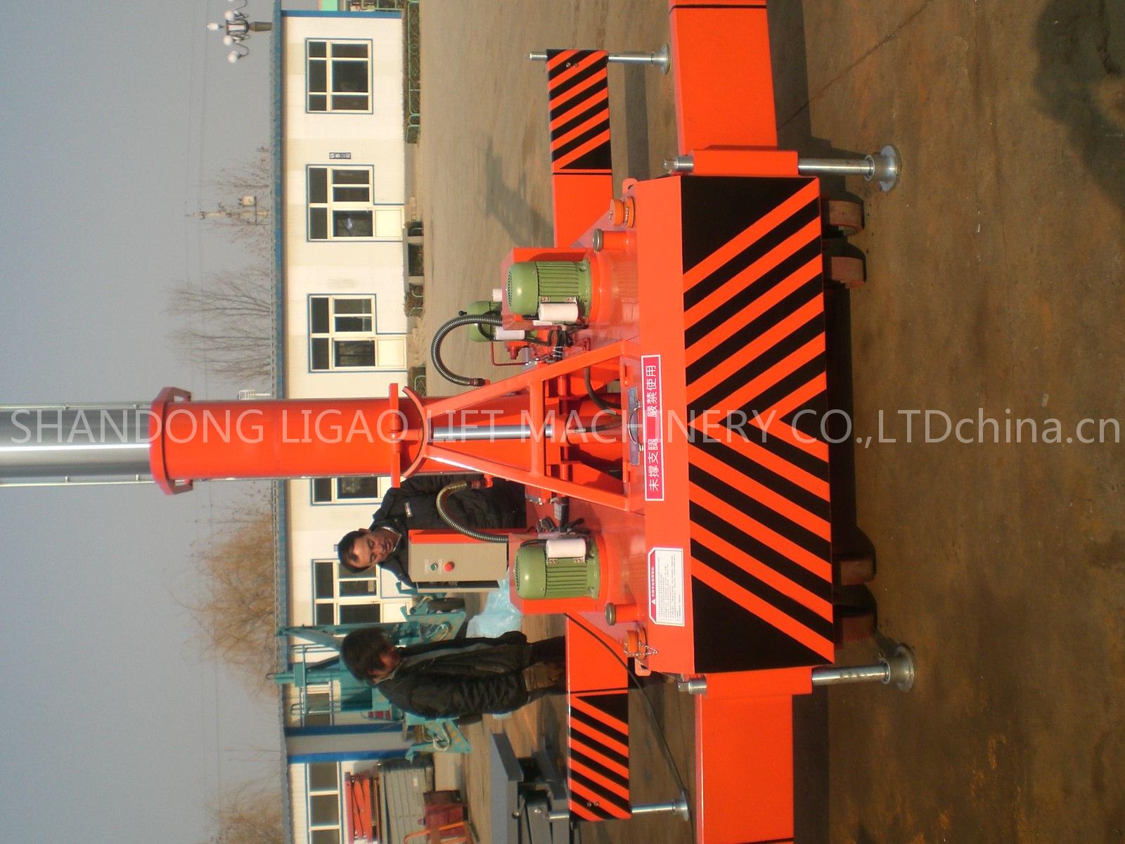 Telescoping hydraulic lift/inclinable lift platform