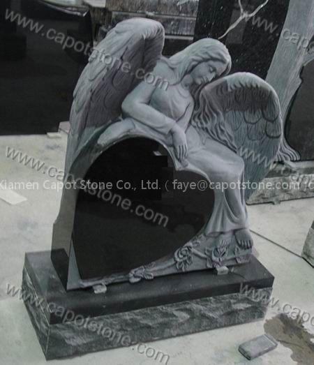 shanxi black granite angel headstone