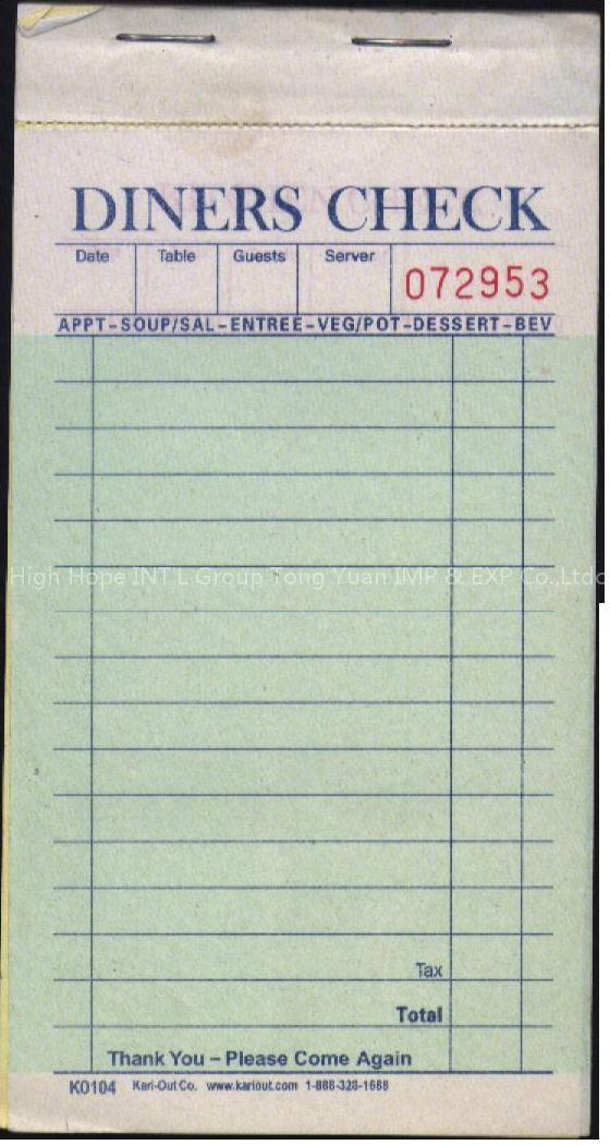 Guest Check Pad