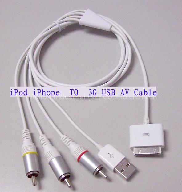 3G AV cable for ipod/iphone 3G AV video cable