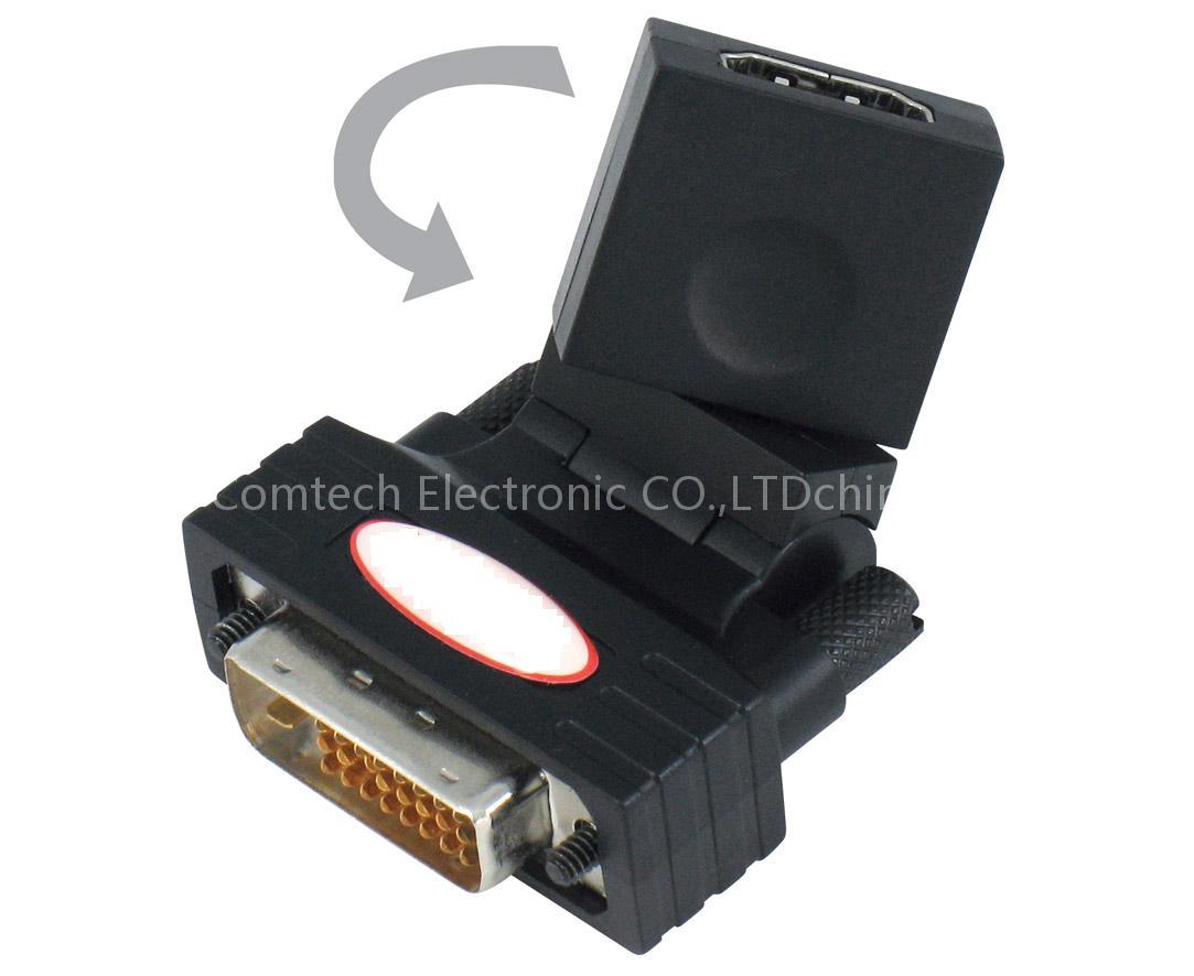 DVI MALE TO HDMI FEMALE ADAPTOR, SWIVEL TYPE
