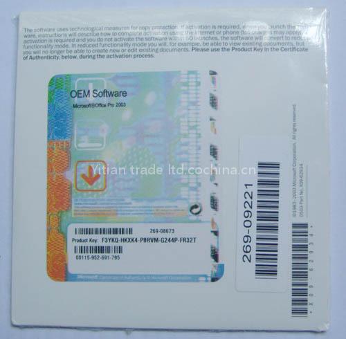 New Microsoft Office 2003 Professional OEM, English Ver, with product key